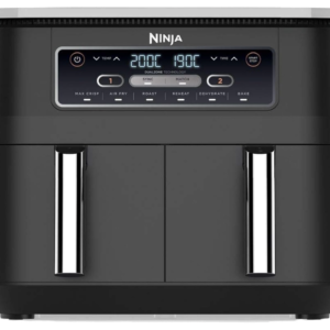 Kitchaie Dual Zone Digital Air Fryer, 2 Drawers, 7.6L, 6-in-1, Uses No Oil, Air Fry, Black AF300UK